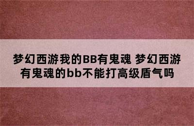 梦幻西游我的BB有鬼魂 梦幻西游有鬼魂的bb不能打高级盾气吗